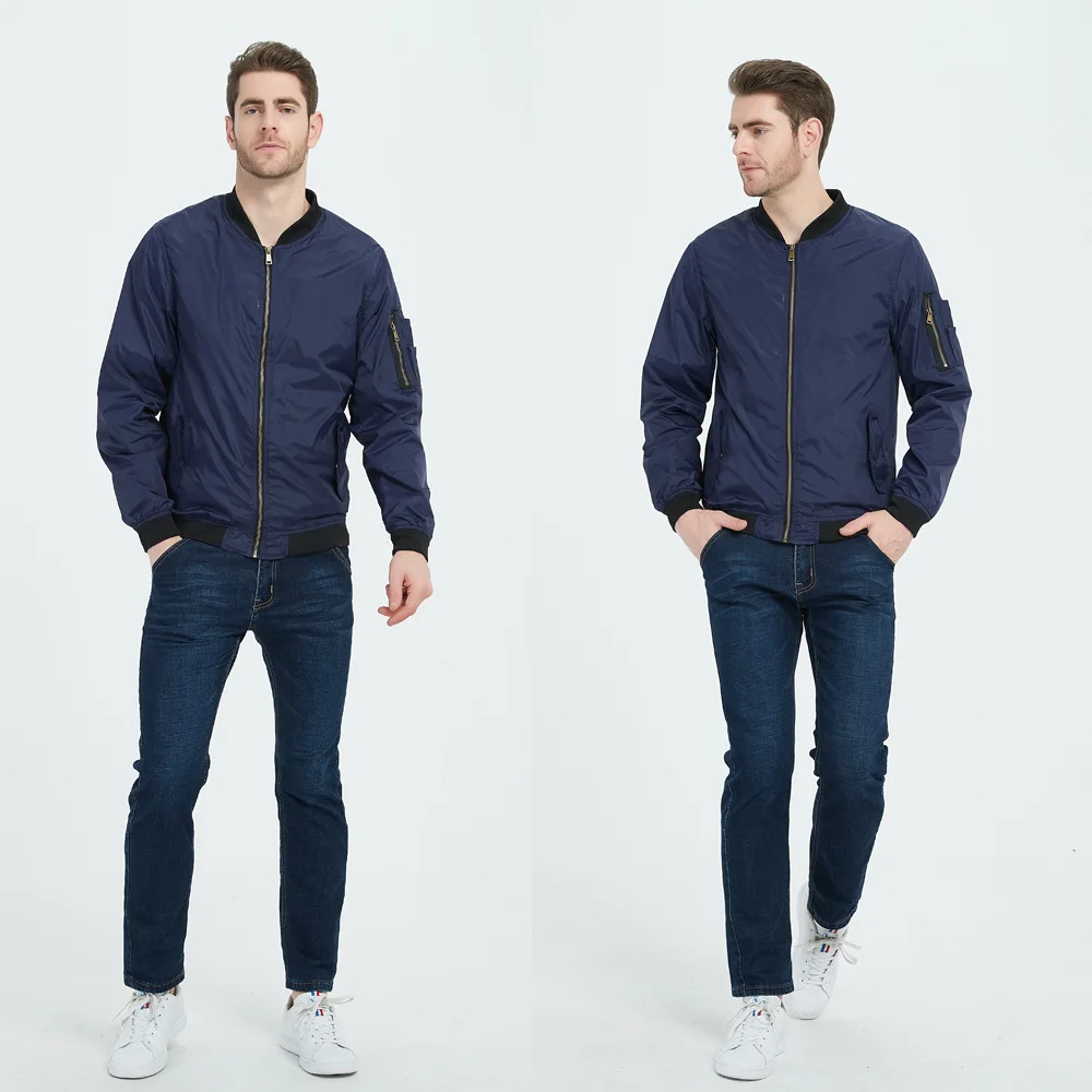 Men's Bomber Jacket Solid Colour Casual Lightweight Autumn Winter_voghion.com