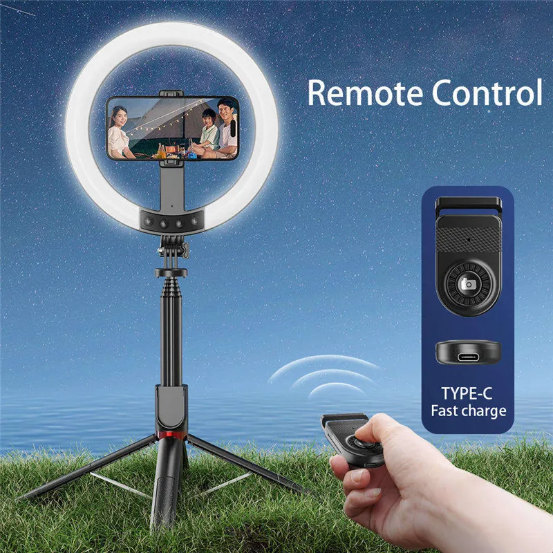 UNIEAN P225Q Extra Stable 2.3m Large Size Multifunctional Photography LED Fill Ring Light Selfie Stick Tripod Stand Rotatable
