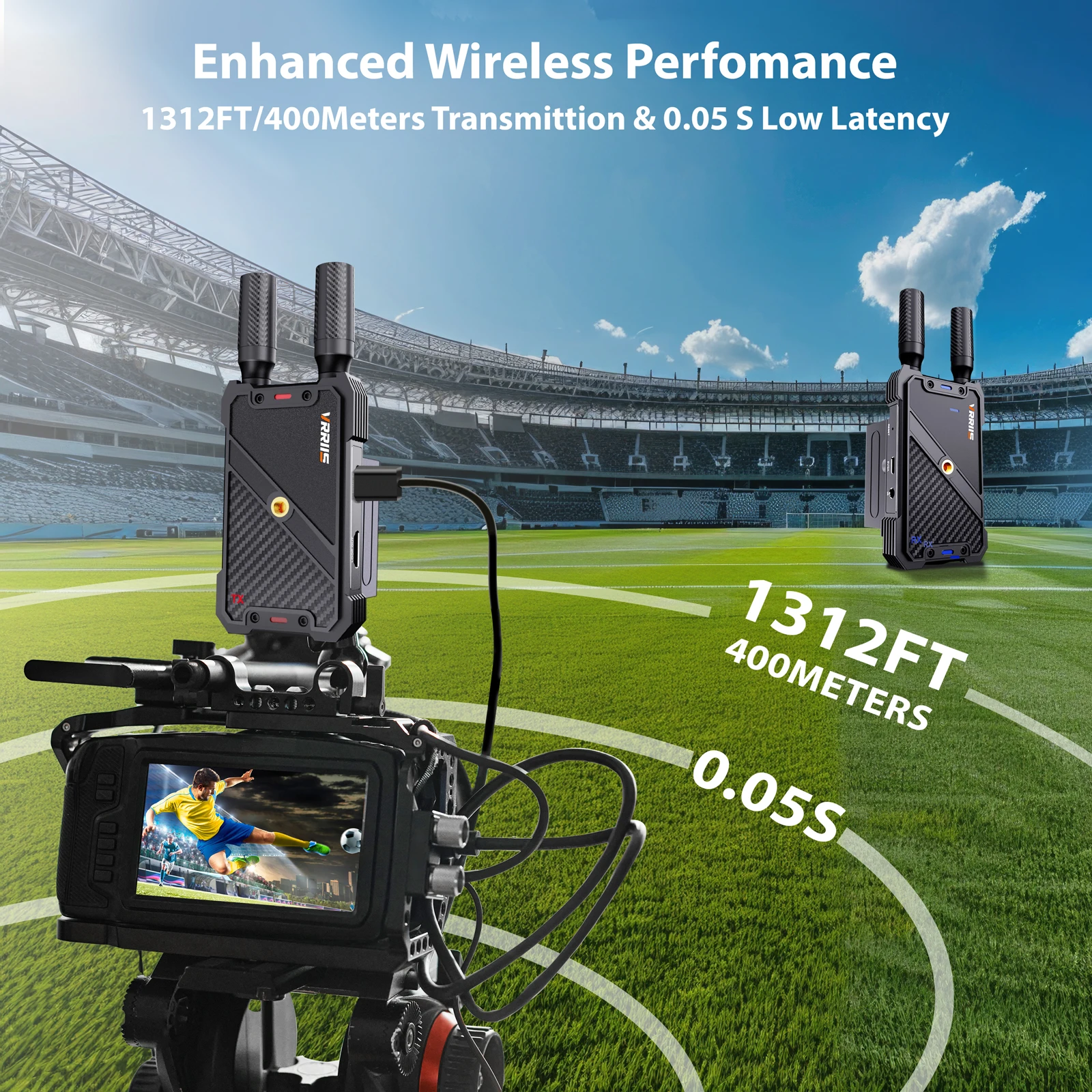 Transmisor y receptor de vídeo inalámbrico 400M Ultra Full HD, compatible con todas las cámaras, laptops y proyectores, para uso en exteriores, eventos y streaming