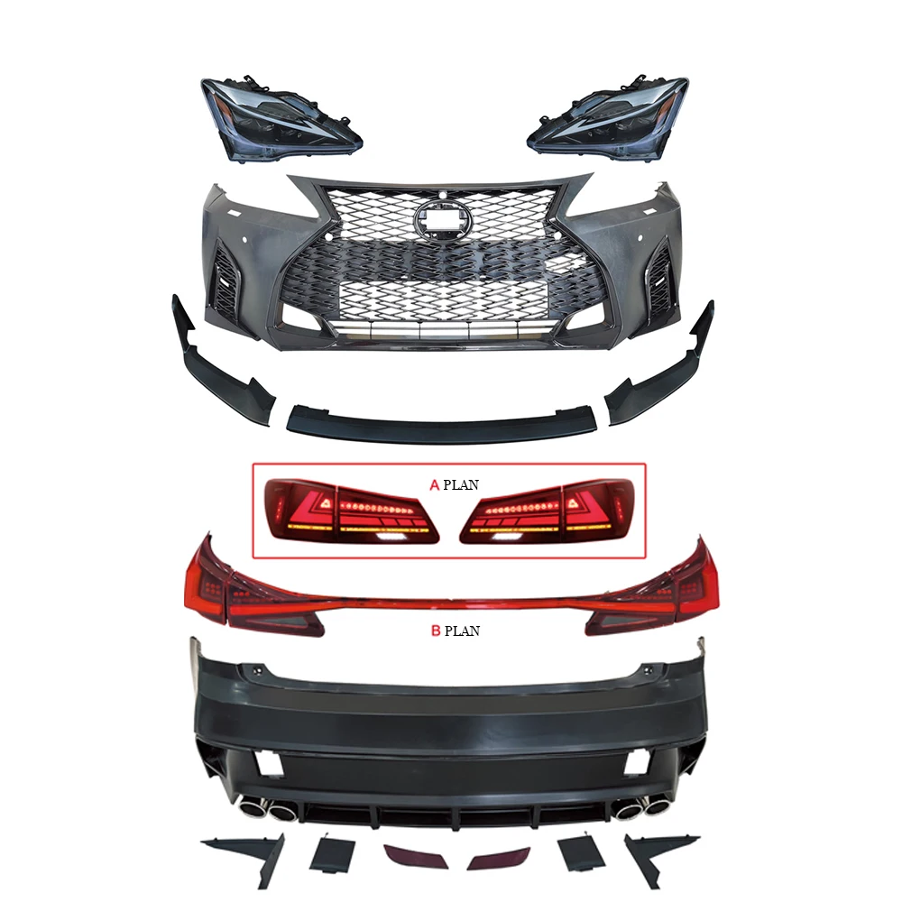 2006-2012 IS IS250 IS300 Front Bumper Assembly Grille Headlight Front Lip Body Kit Plastic Upgrade