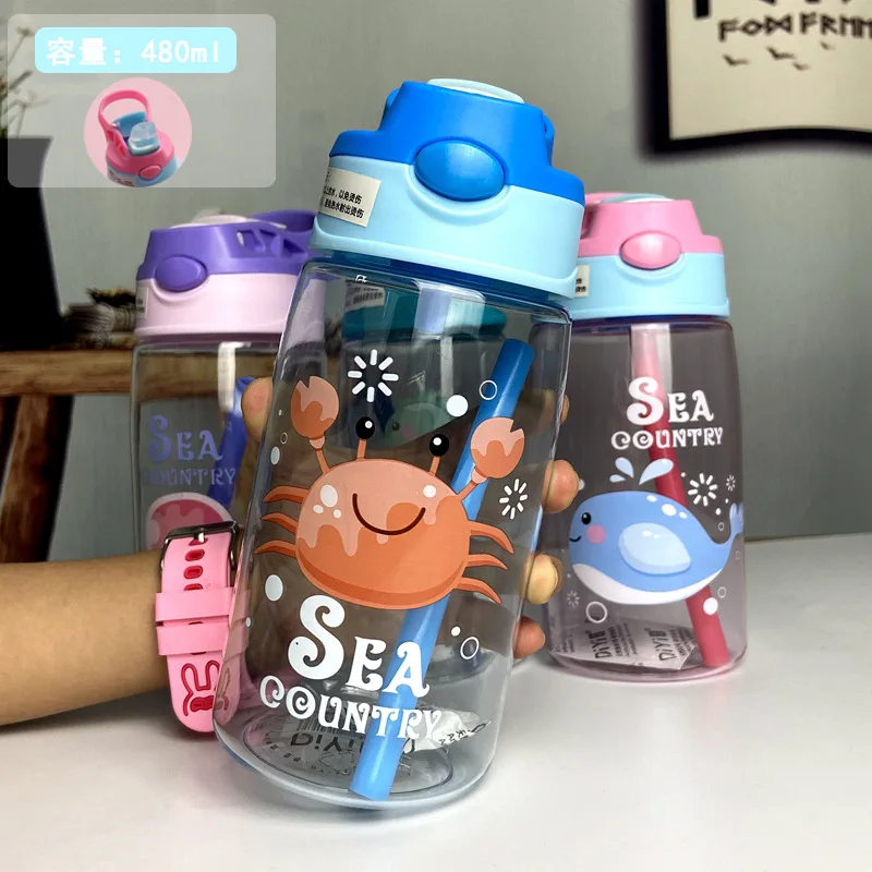 Source 480ml bpa free kids plastic water bottle children school drinking  juice cute water bottle with straw for promotion on m.