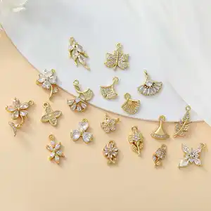 18K Gold Plated Star Pattern Cubic Zirconia Brass Charms Pendants Tiny 5mm Dangle Accessories Jewelry Making Choker Mizzen Brand