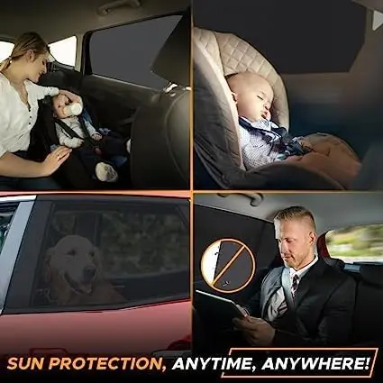 Adjustable Elastic Polyester Car Window Shade Wholesale Heat and UV Protection for Baby Fabric Side Windows Cover