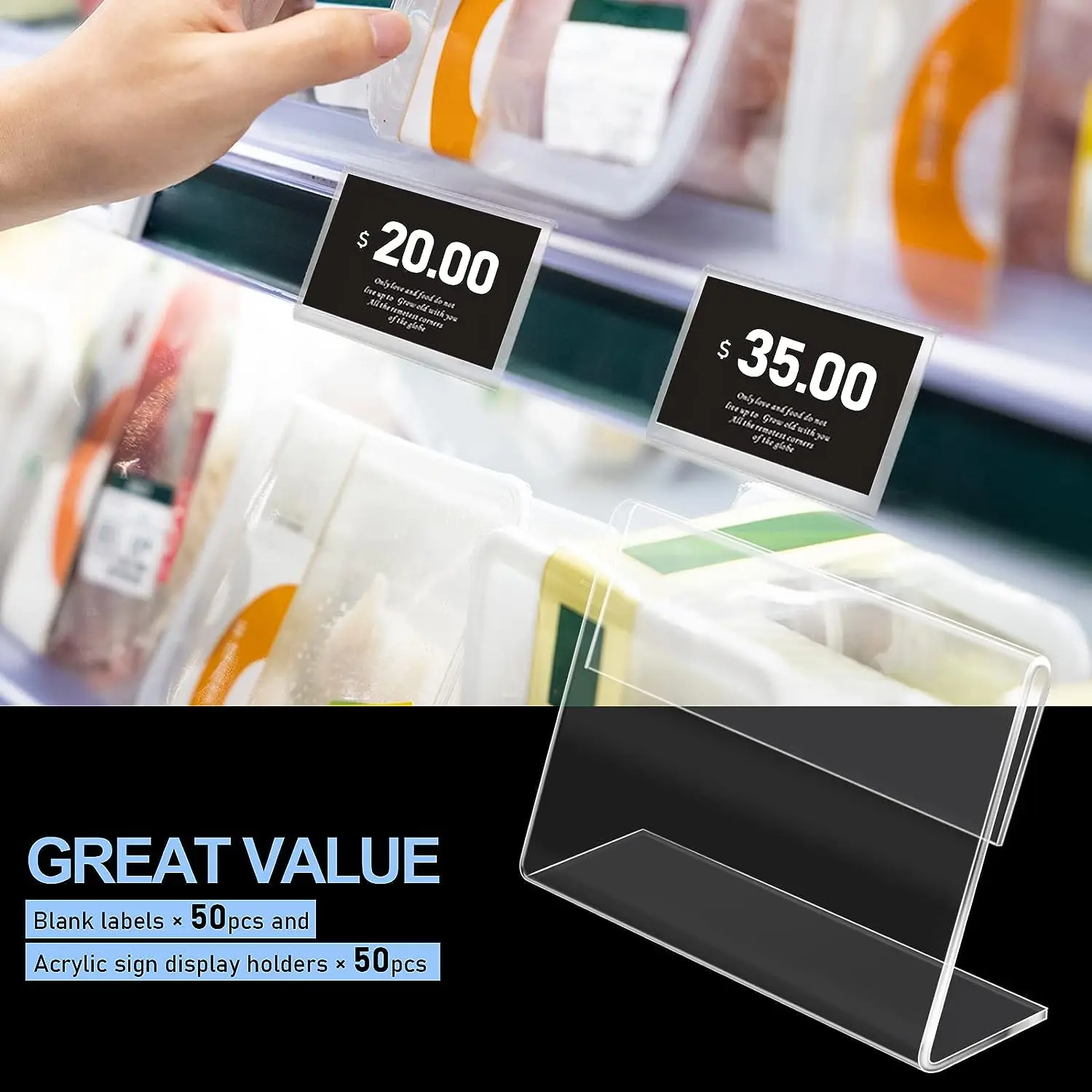 Custom Horizontal Slanted Mini L Shape Supermarket Price Tag Display ...