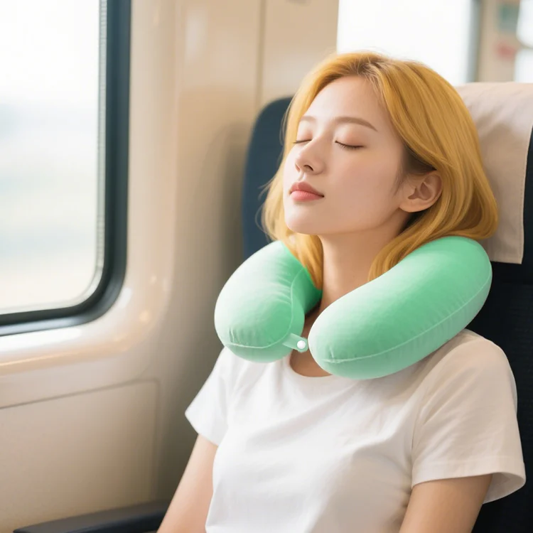 Green Frog High Quality Memory Foam Patent Travel Pillow Travel Car Home School Multifunction Neck Support Pillow