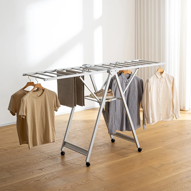 SHIMOYAMA Large Wings Aluminum Alloy Free-Standing Collapsible Laundry  Clothes Drying Rack Foldable for Indoor and Outdoor