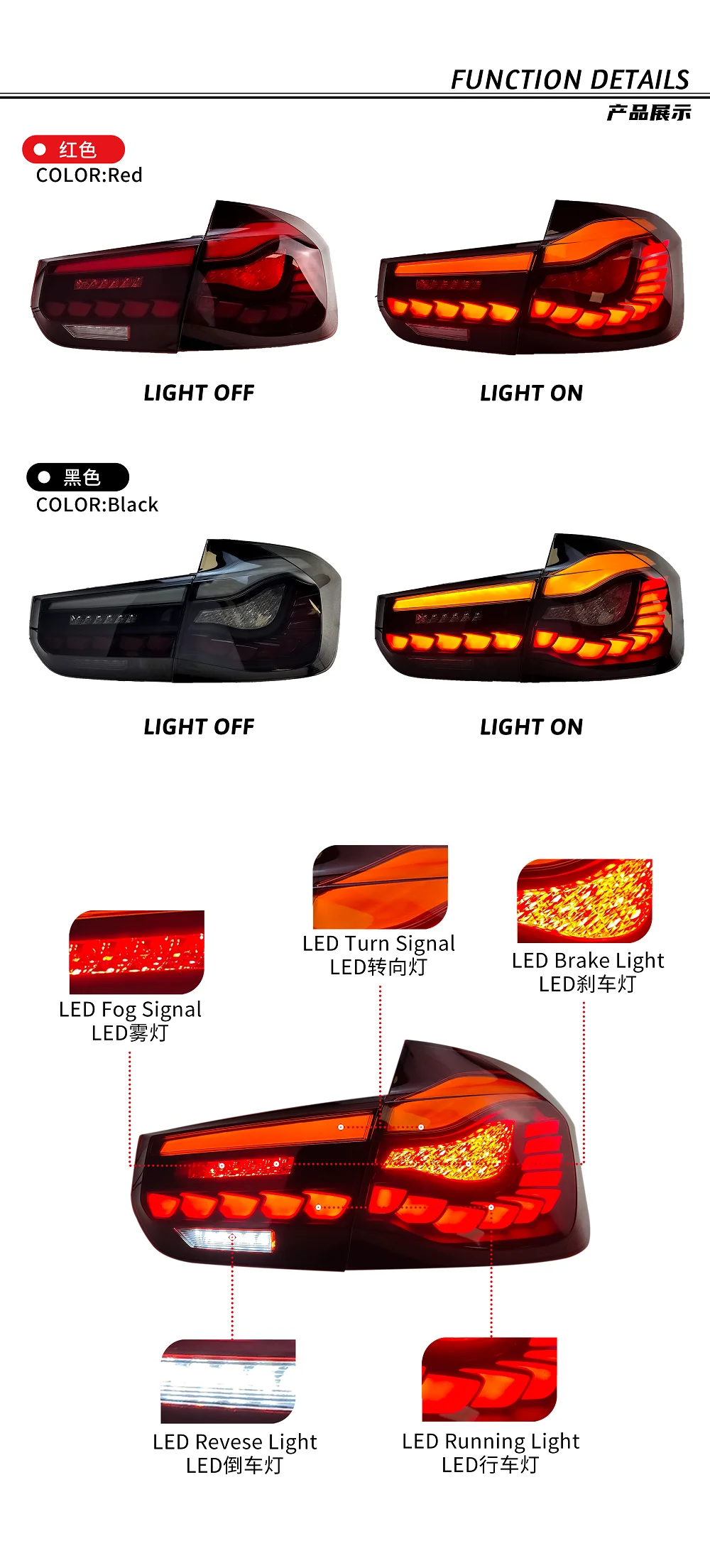 高品質 BMW 3シリーズ F30 LED テールランプ テールライト スモーク 流れるウインカー カプラーON オープニングモーション シーケンシャル 即納 BMW 3シリーズ F30 F80 セダン 全年式対応 M4GTSルック LED