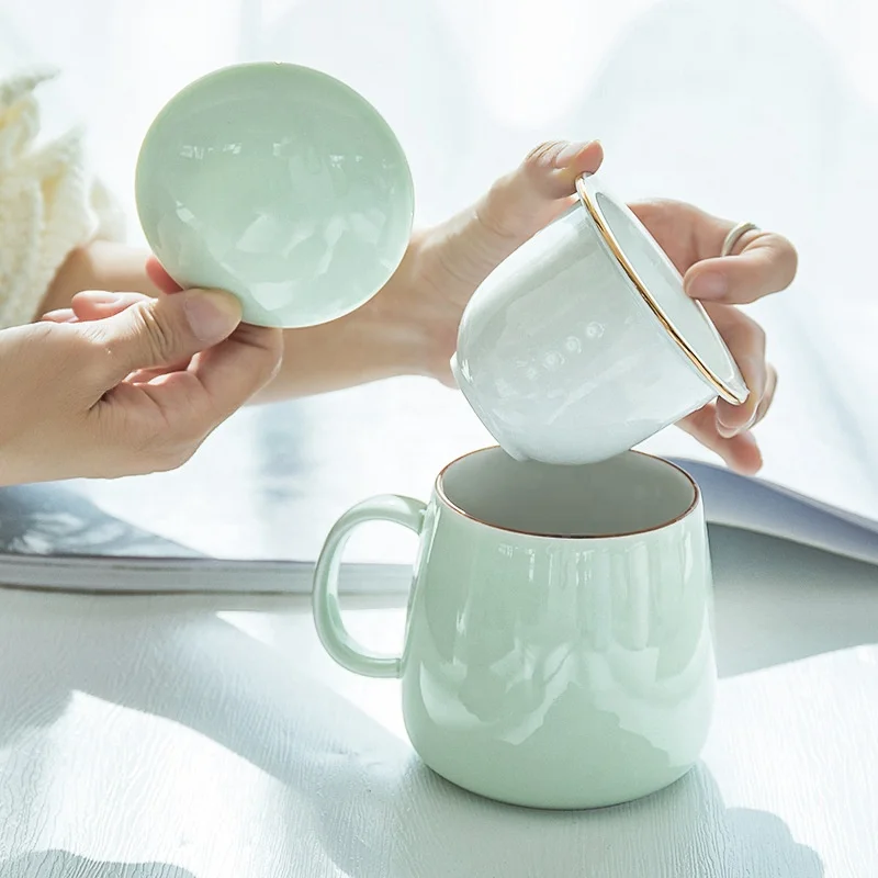 Creative Handmade Elephant Ceramic Coffee Mug Tea Mug with Tea Bag Pocket