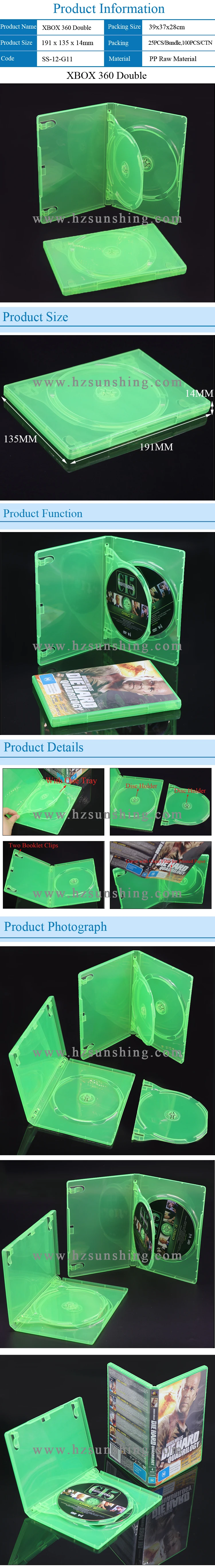 Oem Odm Logo 14mm Clear Green Video Game Case Dvd Case Plastic Double