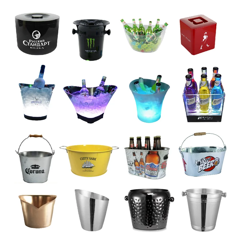 Beer Promotion Ice Bucket 5l 8l 10l 12l Metal Plastic Ice Bucket Beer