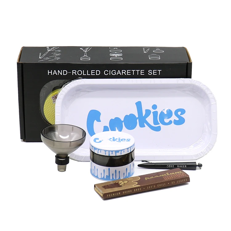 Wholesale Smoke Shop Hand Rolled Smoking Set Metal Rolling Tray Herb