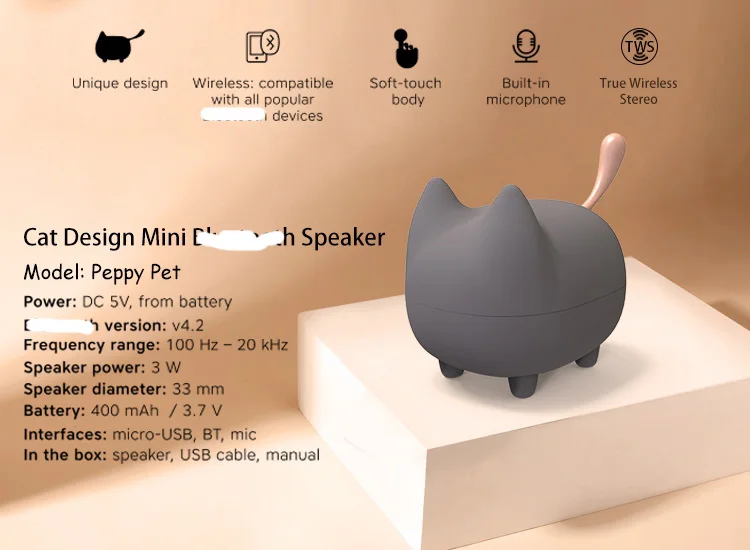 Animal Bt Speaker Peppy Pet Cat Carton Mini Cute Twice Tws Stereo Lovely Speaker Buy Peppy Pet Cat Compact Mini Bt Speaker Black Friday Peppy Pet Cat Carton Mini Bt Speaker Bt