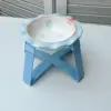 Blue bow bowl stand