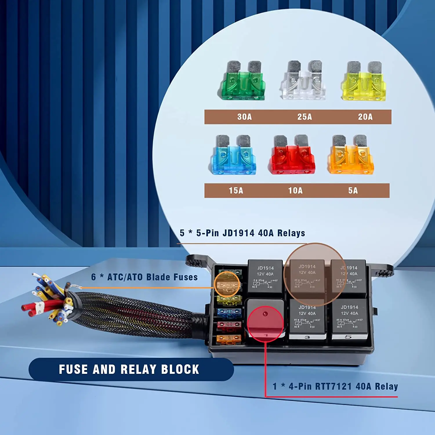 Fusibile A Lama Automatica Standard 30Pcs Per Auto 5A 10A 15A 20A 25A 30 AMP Ogni 5 Pezzi Fusibile Per Auto Fusibile Automatico Bianco Giallo Rosso Blu Arancione Verde - Foto 12