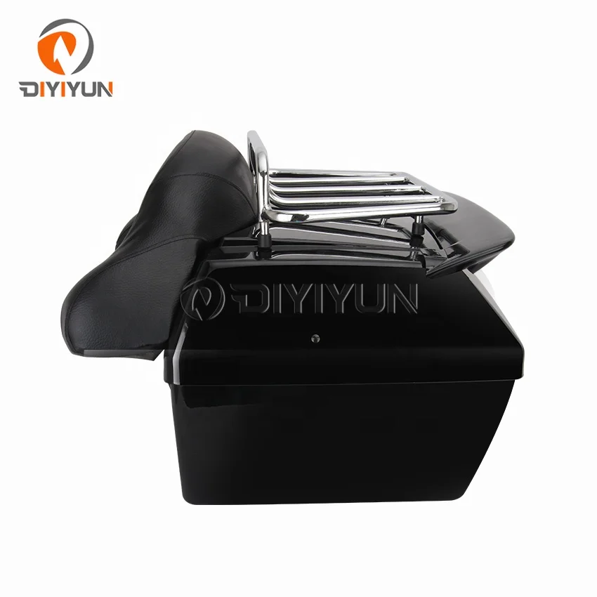 Universal Large Motorcycle Tail Boxes Trunk Topbox with Tail Led Light Backrest Luggage Rack Tail Box Luggage for harley