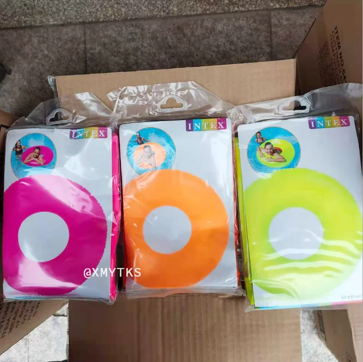 Intex 59262 Summer Swimming Pool Neon Frost Tubes Ring Adult