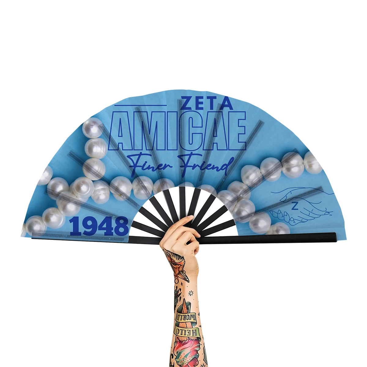 Line Dance KungFu Folding Clacking Hand Fan Loud Voice Sublimation Blank Large White Fan Black Plastic Handle 33cm Polyester Fan