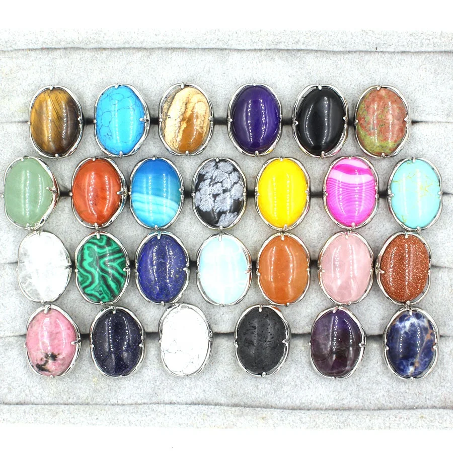 89% Multicolor Natural Healing Crystal Stone Rings, Size: Adjustable at Rs  350 in Delhi