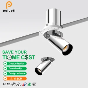 Cut 55mm 3000K Spotlight Aluminum Body 7W Exterior Indoor Adjustable Light for Home Hotel Embeded Spotlights Silvery