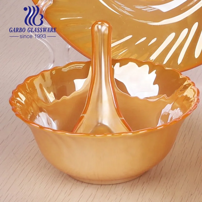 Juego de vajilla de vidrio chapado en oro de iones de lujo, estilo