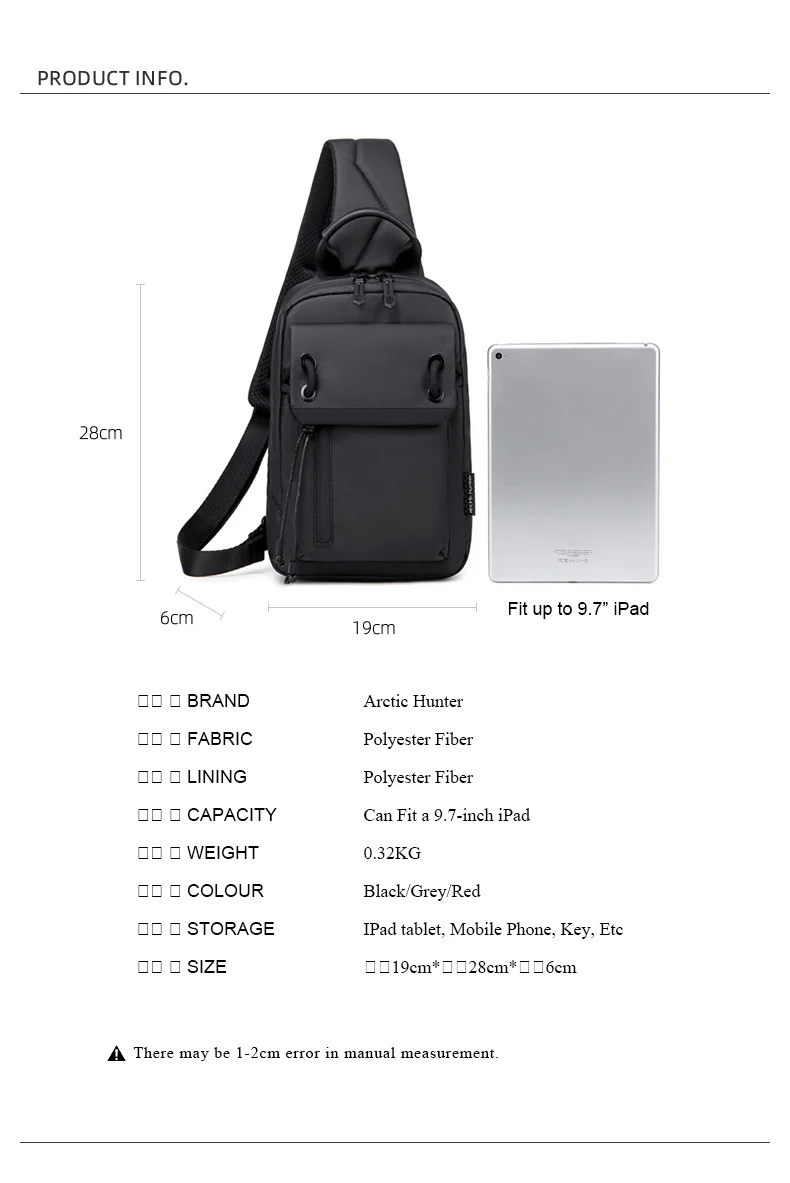 arctic hunter 2023 newarrival Casual School Mode Shoulder Chest Bag Sling Hand Bags chest bag men