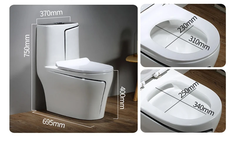 Hot sale square S-trap siphonic bathroom closestool sanitaryware wc black and white one piece ceramic commode toilet bowl factory