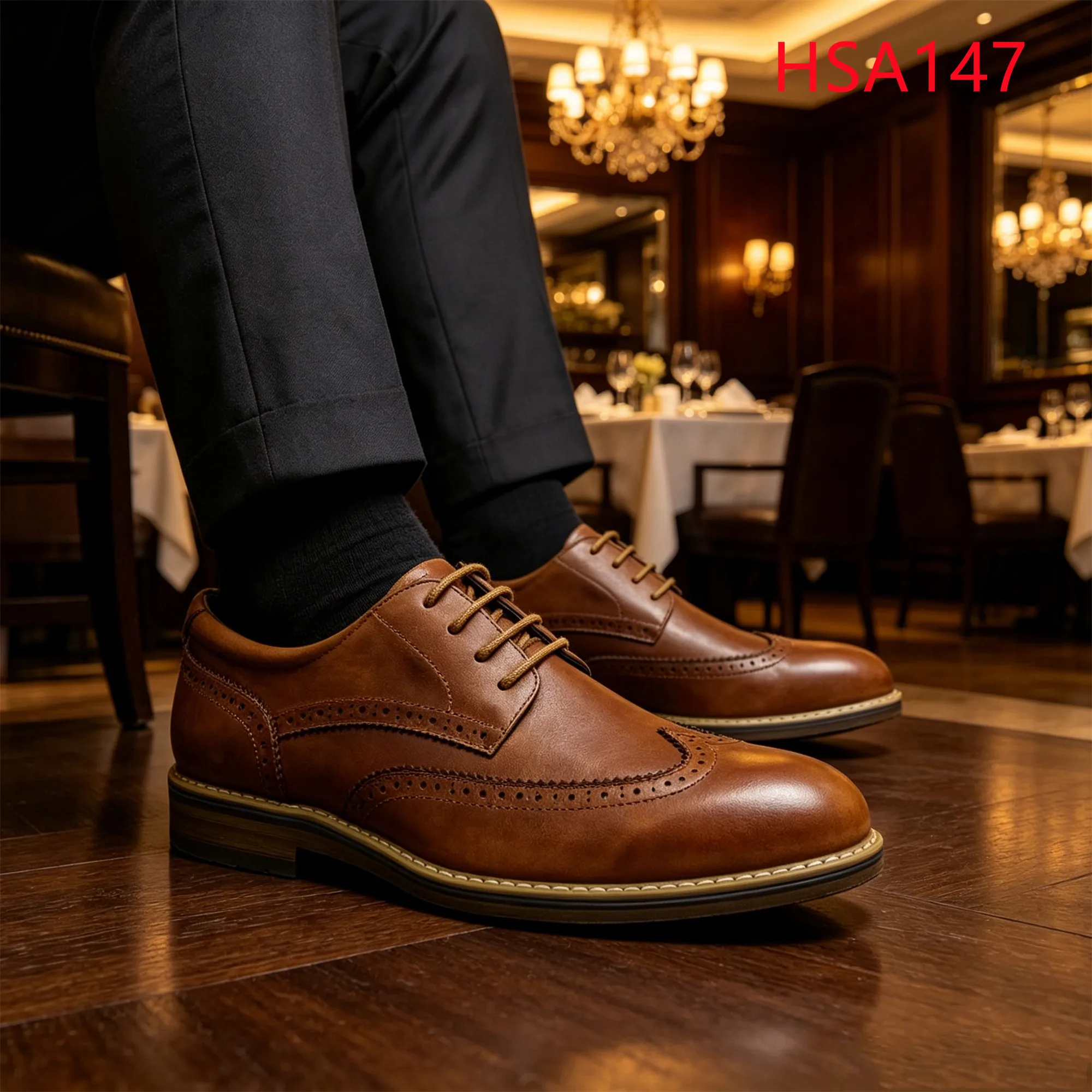 LXG,Wedding Ceremony Medallion Toe Design Fashion Dress Shoes Holiday Dinner Full Grain Leather Brown Office Shoes HSA147