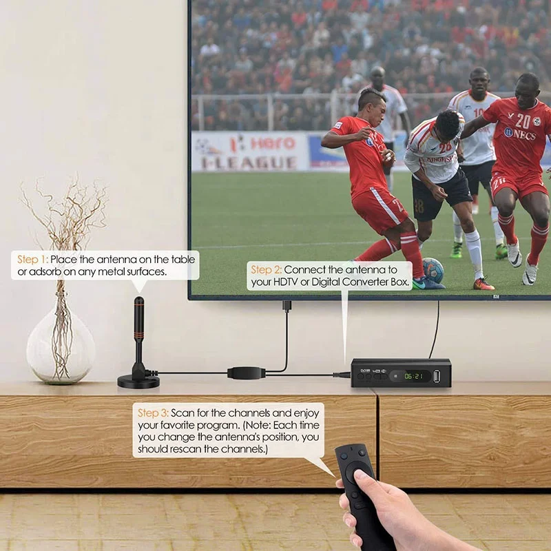 Vhf/uhf Tv Antenna With Amplifier Dual Band Indoor Booster Oem