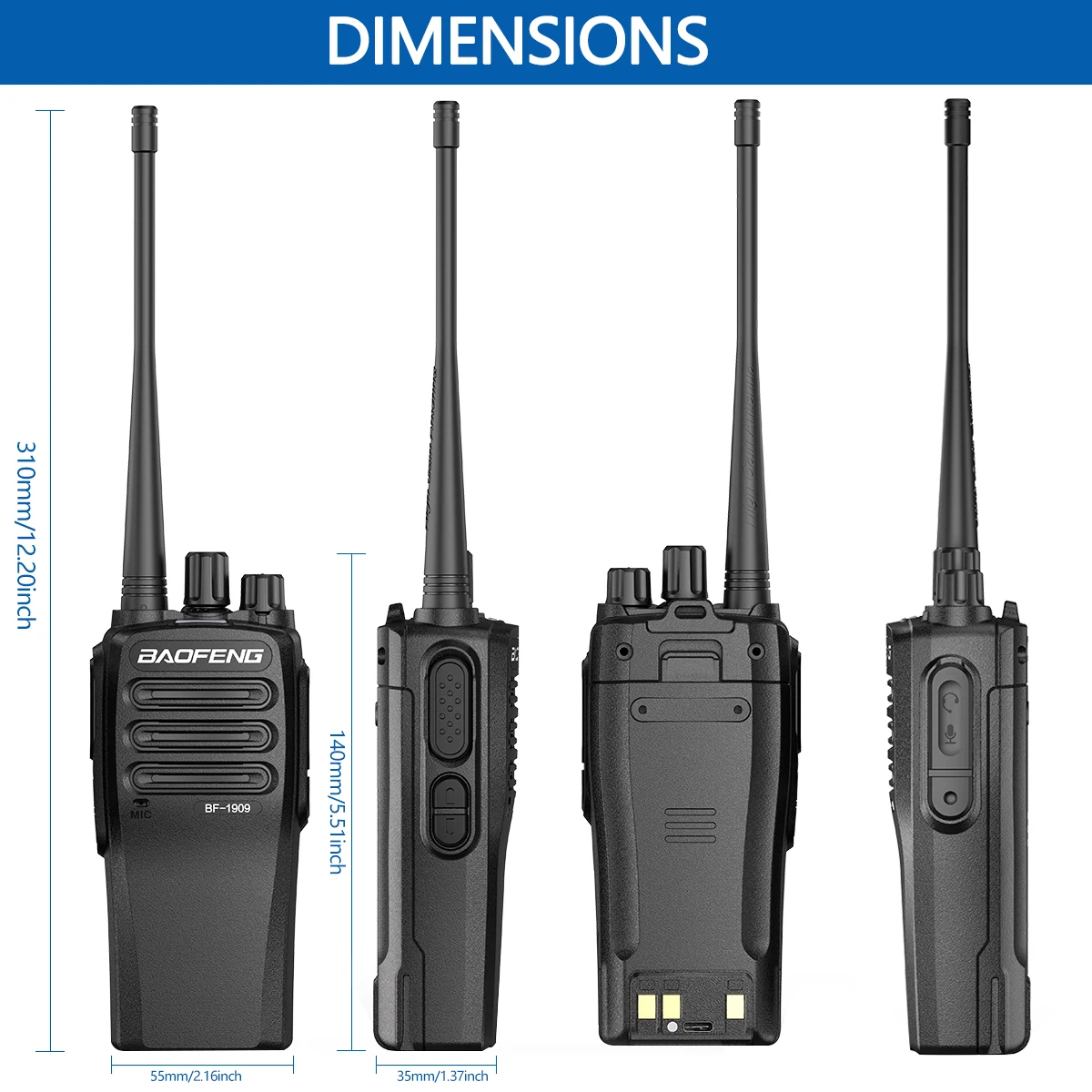 Baofeng BF-1909 12W Powerful UHF 400-470mhz Walkie Talkie Long Range Handheld Portable Two Way Radio Hunting Ham City