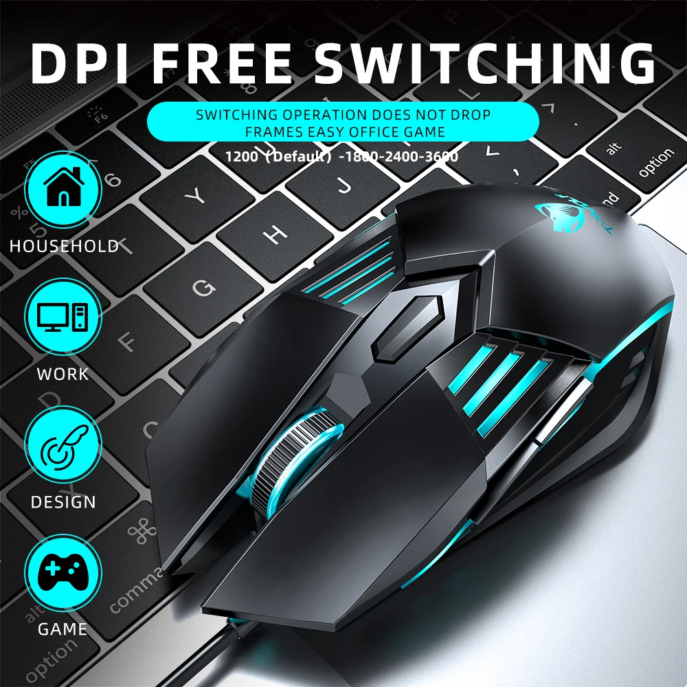 Custom Logo Wired Gaming Mouse - 3600 DPI for Gamers