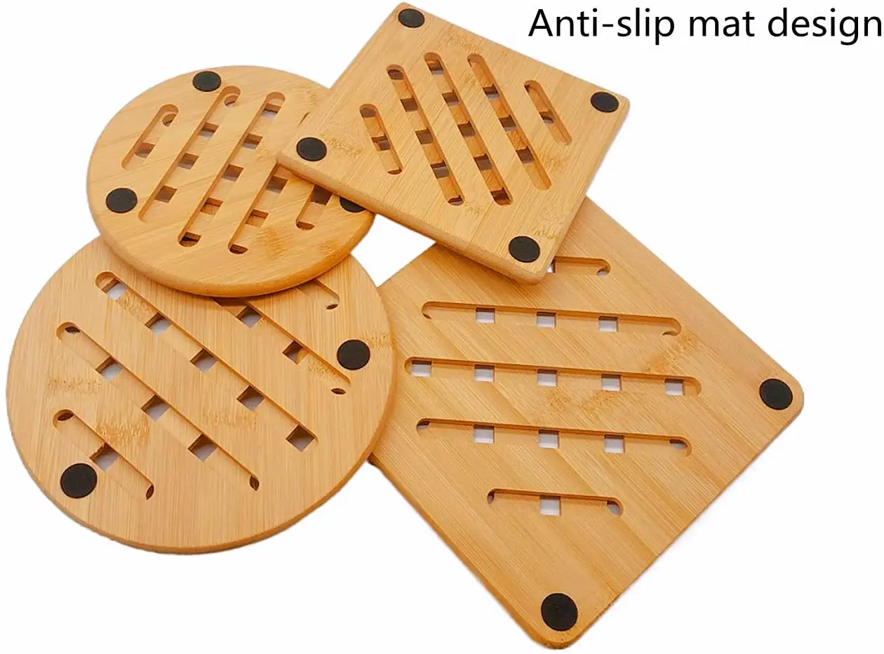 Cheap Kitchen Accessory Multiuse Bamboo Coaster Hot Pads Pans Bamboo