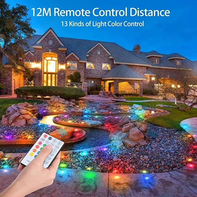 Factory Price IP67 Waterproof LED RGB Boat Deck Light 12V  Underground Led Spot Light With Remote  for Garden Lighting