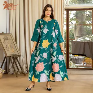 AB368 Luxury Abaya Jalabya Arabic Dress Handwork  Long Sleeve Embroidery Dubai Dress