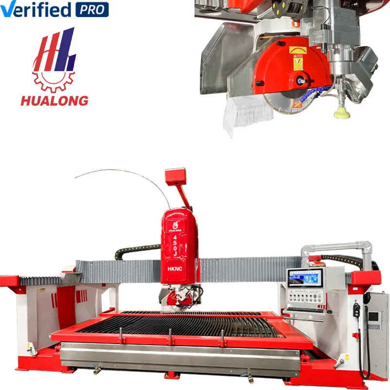 HUALONG Stone Machinery Italian Cnc Software Sawjet 5 Axi Axis CNC Granite Marble Bridge Saw and Water Jet Stone Cutting Machine