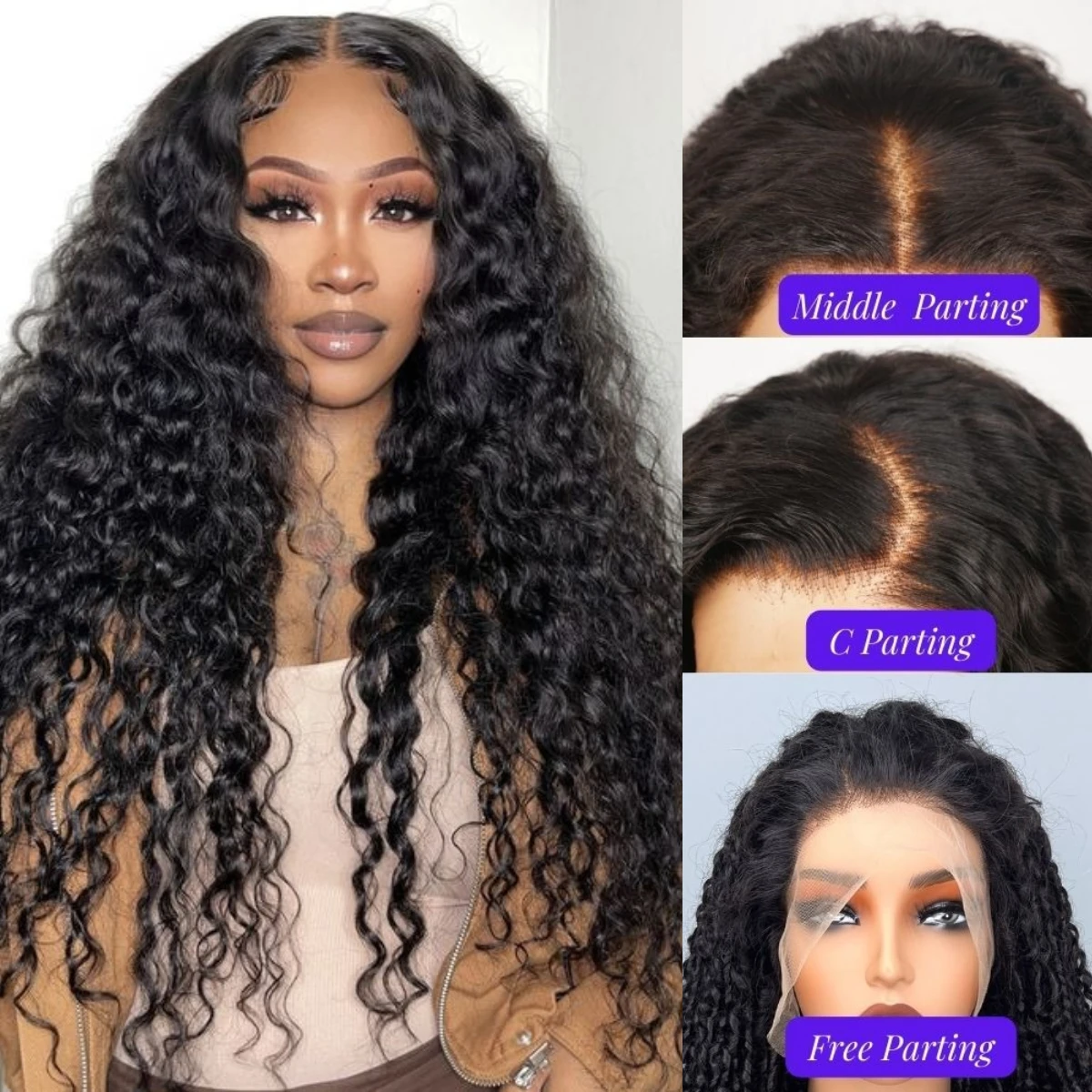 28 Inch HD Lace Full Virgin Brazilian Human Hair Wigs Deep 