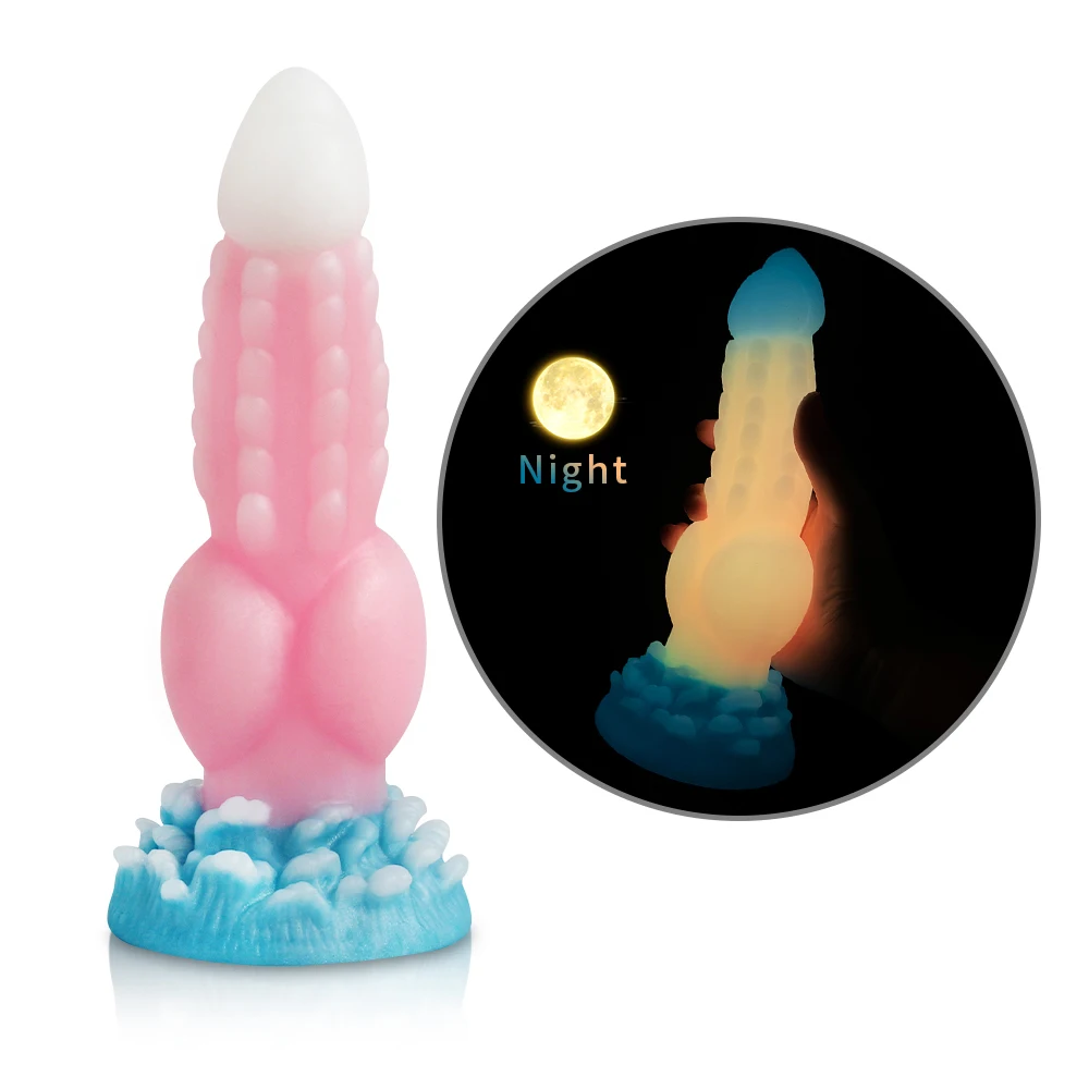 Glow in the Dark Full Liquid Silicone Female Sex Toy Penis Vaginal Massage  Low Price  Colorful Animal Dildo Dog Cock for Woman
