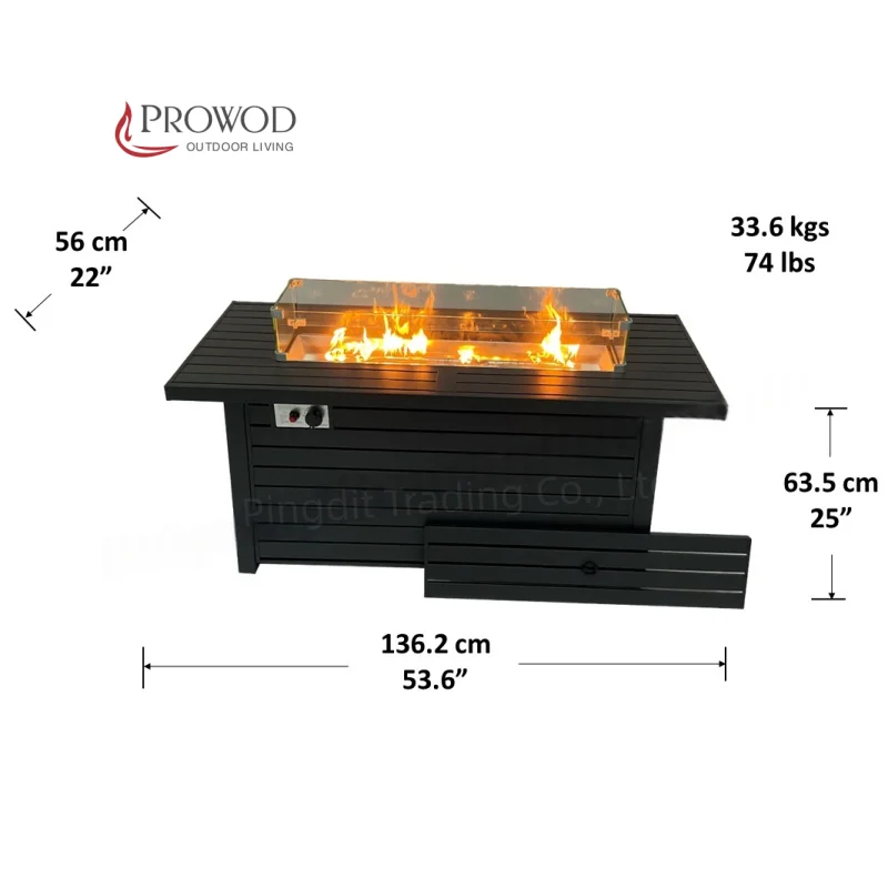 Rectangular Rattan Gas Stove, Steel, Fire Pit - detail 4