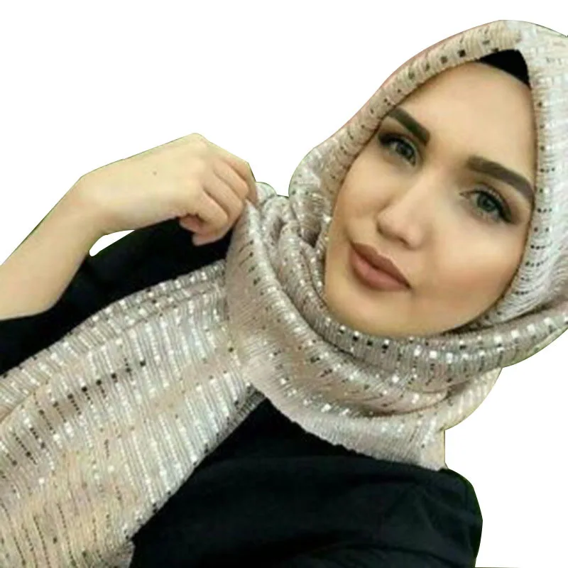 Fashion New strass Musulman Long Écharpe Hijab Islamique Châle Écharpe coiffure 