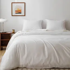 Hot Sale Modern Style Simple Custom 400TC Hotel Duvet Cover Set 100% Cotton Satin Weave White Eco-Friendly 4 Piece