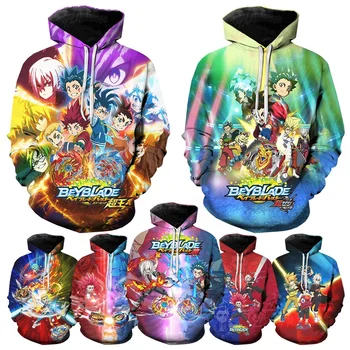 Felpa con cappuccio pullover casual stampa 3D Japan anime Beyblade