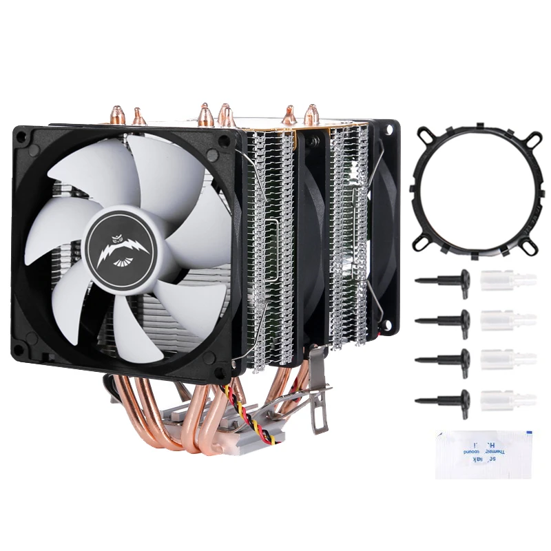 Qiuzaim CPU Cooler Efficient 3-Fan Double Tower Cooling