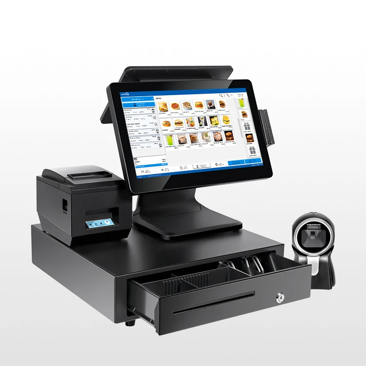 Snack Bar Computer Printer Paper Billing Cashier Machine Desk Keyboard Pos System Cash Register for Business