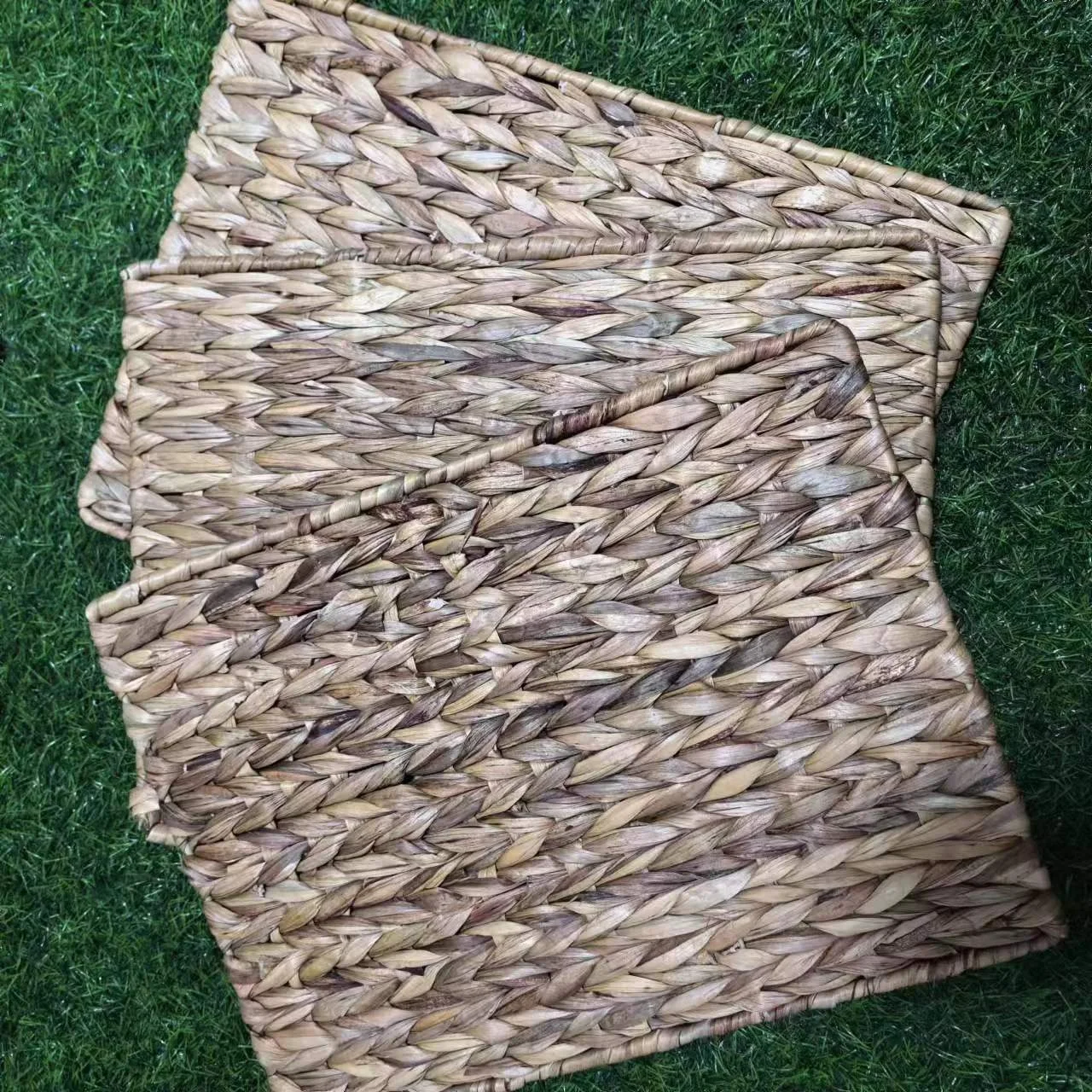 Straw Rectangle Woven Placemats For Dining Table,Water Hyacinth Wicker