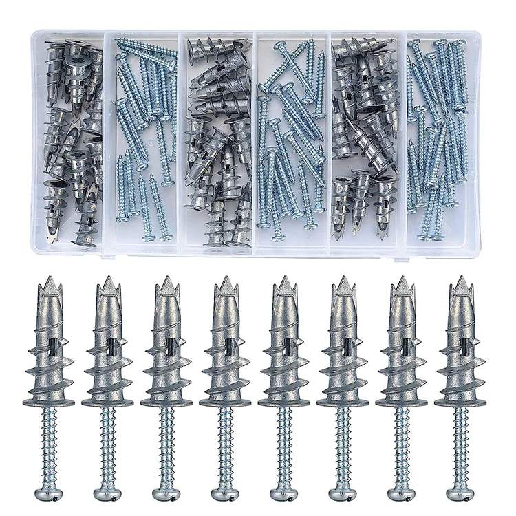 120PC Zamac Steel Wall Expansion Concrete Anchors-Measured in Inches Zinc Alloy Drywal DIN Standard