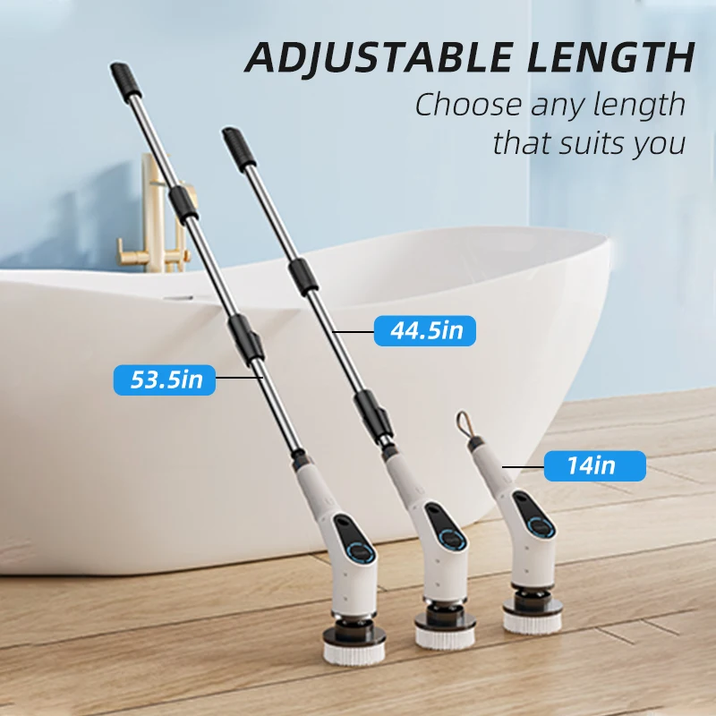 AuSilver Automatic Electric Robot Scrubber Cordless ABS Cleaning Brush for Home Cleaning for Kitchen Bathroom Toilet Long Handle