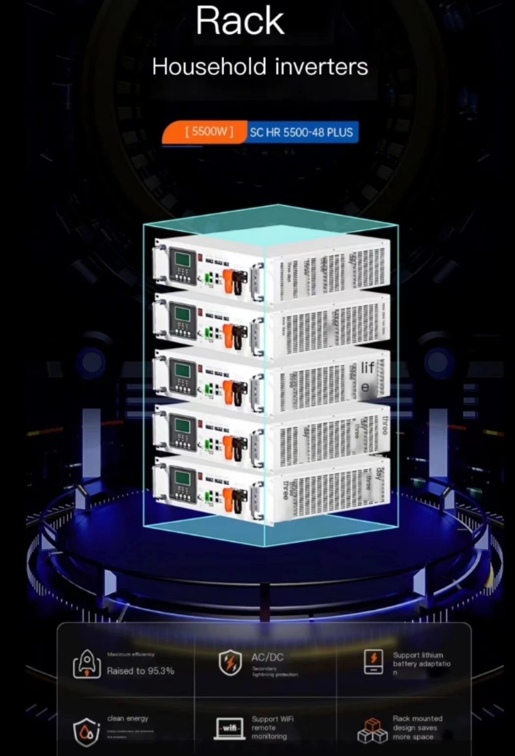Off Grid Hybrid Rack Inverter - 5.5KW Three-Phase Solar