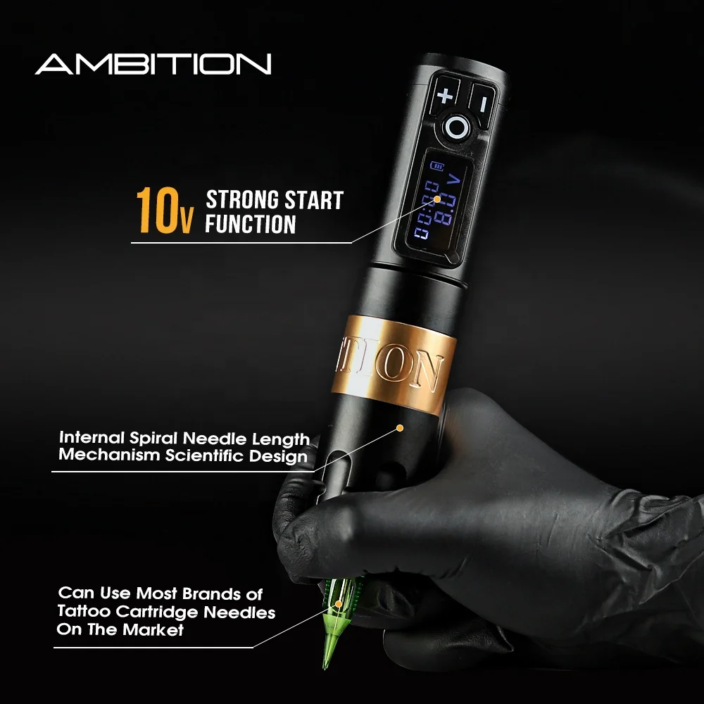 Ambition sehar ワイヤレス/有線プロ仕様のタトゥーペン Ambition Soldier 2400mAh デジタルディスプレイ電動タトゥーガン