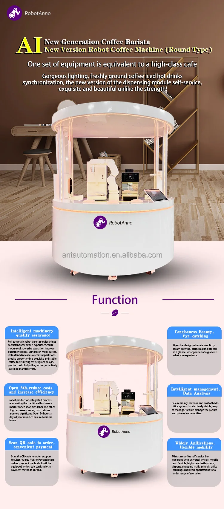 Customize 6 Axis Robot Coffee Machine Coffee Barista Kiosk Hot and Cold ...