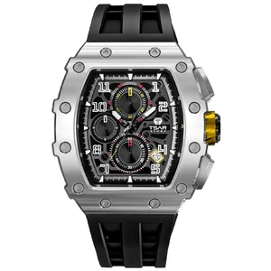 TSAR BOMBA TB8204 Custom Fashion Men's Luxury Waterproof Sapphire Crystal Seiko Stainless Steel Case Silicone Band Wristwatch