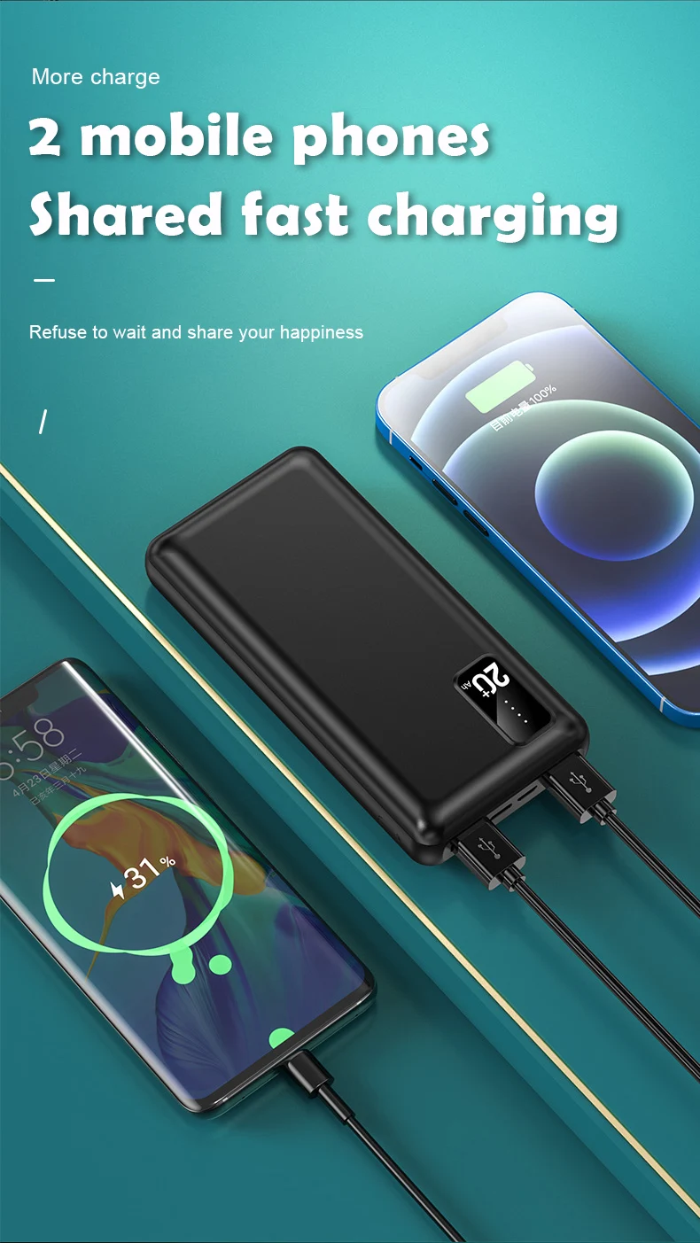 20000mah Power Banks Fast Charger Powerbank 100 True Capacity Portable